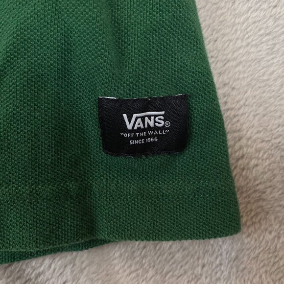 Vans Mens Green Polo Shirt Medium Loose Fit 100% Cotton Classic Casual Style - Picture 6 of 11
